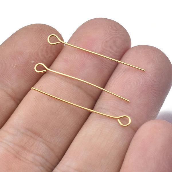 100pcs Gold Wholesale Ball Headpins - Gold Ball Head Pins Ball End  - Wholesale Jewelry Findings Jewelry Making Supplies Bulk Lot 20 30 mm