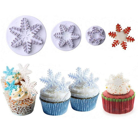 3Pcs/Set Snowflake Cookie Cutter Fondant Cake Decorating Plunger Sugarcraft Cutter Mold Tools Christmas Xmas Gift Cake Decorating Tools