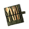 Wood Kitchen Utensil Set | Wooden Spoon Fork Chopstick Set | Cooking Utensils | Eco Friendly Portable Flatware | Storage Bag | Travel