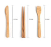 Wood Kitchen Utensil Set | Wooden Spoon Fork Chopstick Set | Cooking Utensils | Eco Friendly Portable Flatware | Storage Bag | Travel