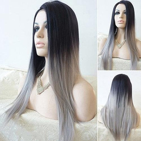 Black and Gray Wig - Straight Hair - Long Hair - Fashion Hairstyle For Women Parties Comic Con - Anime Roleplay