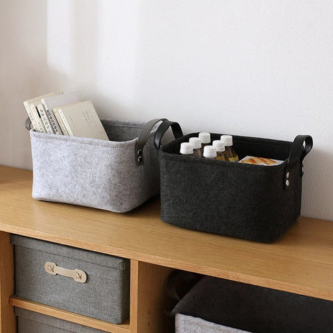 Felt Storage Basket - Closet Toy Book Hamper - Laundry Bag - Shelf Box Organizer - Living Room Bedroom Bathroom Toiletry Makeup Book Toy