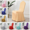 Stretchy Elastic Dining Chair Cover Slipcovers with Skirt Furniture Protector Home Ceremony Banquet Wedding Party - Chair Skirts