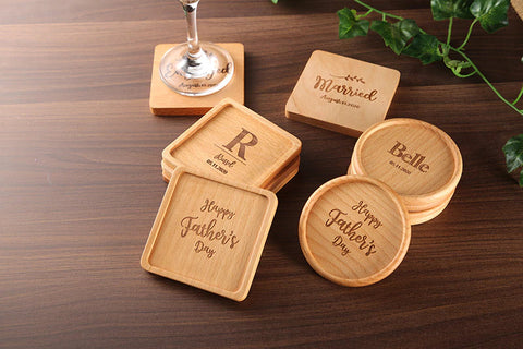 Personalized Coasters - Custom Coaster - Engraved Wooden Coasters - Bridal Shower - Wedding Gift - Monogram Coaster - Dining Table Decor