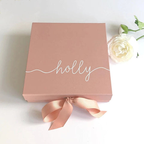 Personalised Name Gift Box, Custom Packaging Box, Rose Gold Gift Box, Memory Box, Birthday Box, Friendship Box, Wedding Bridesmaid Birthday