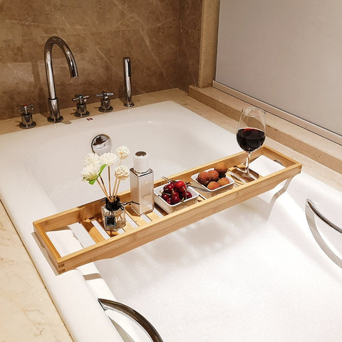 Bamboo Bath Tub Caddy | Bathtub Tray | Housewarming Gift | iPad Holder | Book Holder | Wine Holder | Home Bathroom Decor | Gift for Her