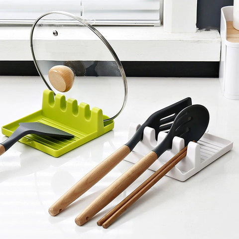 Kitchen Spoon Holders - Fork Spatula Rack - Shelf Organizer Plastic Spoon Rest Chopsticks Holder - Non-slip Spoons Pad Kitchen Utensil