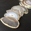 6 Pieces Agate Slices- Geode Slice - Wedding Place Cards Natural White Grey Agate Placecards Crystals Name Cards For Calligraphy Wholesale