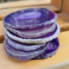 6 Pieces Dyed Purple Agate Coaster - Agate Slices- Round Geode Slice - Wedding Favor Place Cards Natural Agate - Stone Coasters - Home Decor