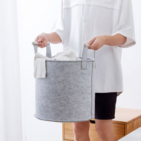 Felt Storage Basket - Laundry Bag - Closet Toy Book Hamper - Shelf Box Organizer - Living Room Bedroom Bathroom Toiletry Makeup Book Toy