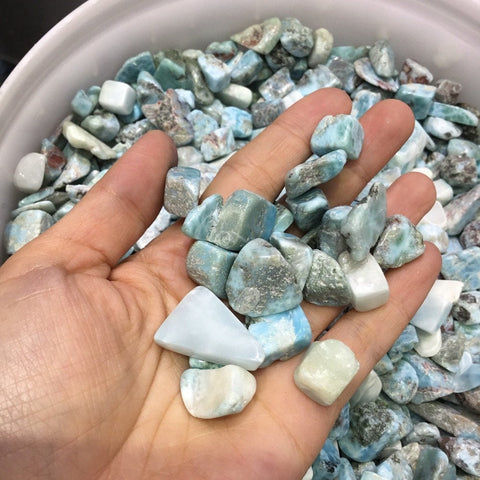 Larimar Stone - Healing Crystals And Stones - Throat Chakra - Raw Stones - Amulet - Meditation Crystal - Calming Stone, Stress Relief