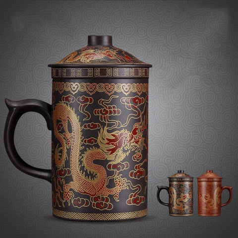 Traditional Chinese Dragon Tea Mug - Authentic, Green Tea, Fruit Tea, Ceramic, Asian Style, Matcha Tea, Mini Cup, Sake Cup Kung Fu Tea