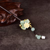 Chinese Japanese Korean Traditional Hair Pin - Green Jade Color Vintage Flower Blossom - Hair Stick Bead Pins Retro Hair Tassel Pearls