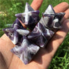 Amethyst Natural Gemstone Merkaba Star - Reiki Healing Crystal - Spiritual Sacred Energy - Chakra Balancing Gift - Asteroid Meditation
