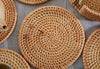 Rustic Woven Round Rattan Coaster - Handmade Coffee Coaster - Housewarming Gifts - Fringe Placements - Handwoven Placements - Kitchen Dining