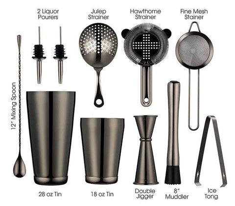 11 Pcs Bartender Kit - Barware for Bartending - Bar Utensils Set - Bar Accessories and Decor - Cocktail Shaker - Housewarming Birthday Gift