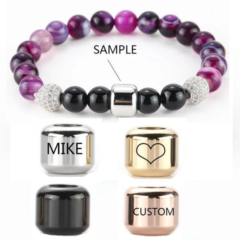 Personalized Spacer Beads - Engraved Stainless Steel Bead - Branding Design Custom Text - Mini Round Metal Supplies Jewelry Diy Names Dates