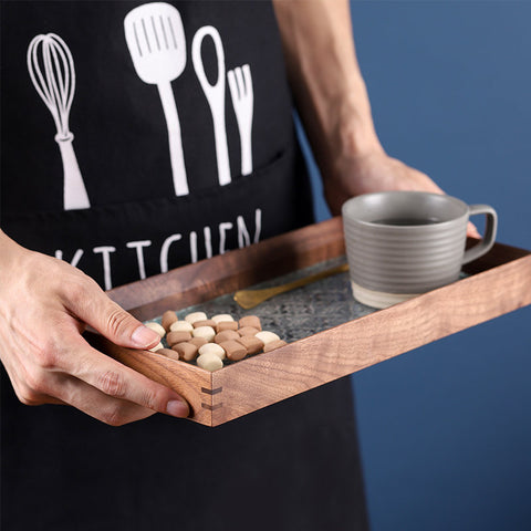 Wooden Breakfast Tray, Rustic Snack Tray, Walnut Serving Tray, Farmhouse Decor, Tea Coffee Wine Tray, Hotel Home, Platter, Ottoman Tray