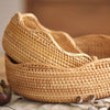Handwoven Round Wavy Rattan Fruit Bowl |Storage Bowl | Wedding Gift | Breakfast Table Wicker Bowl | Serving Bowl | Dining Table