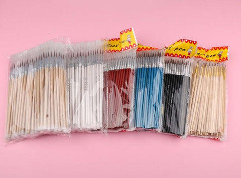 100 Pcs Fine Tip Paint Brush Set - Watercolor Brushes - High Quality Paint Artist Brush - Pointed Round - Acrylic Oil - Painting - Art