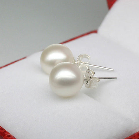 Pearl Stud Earrings - Bridesmaid Pearl Earrings - Bridal Party Gift - Wedding Shower Jewelry - Sweet 16 - 925 Sterling Silver - Gift for Her