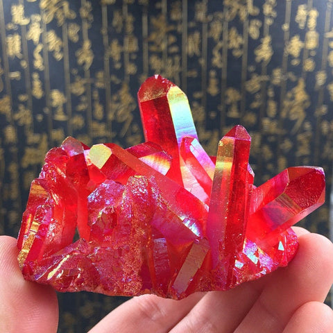 Red Aura Crystal Cluster, Raw Angel Aura Rainbow Crystal, Rainbow Aura Quartz, Crystals and Stones , Raw Angel Aura Cluster, Aura Crystal