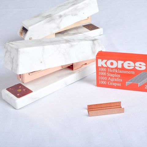 Marble Stapler, Marble Desk Accessories, Marble Office Supplies, Gold Rose Gold Marble Stationery