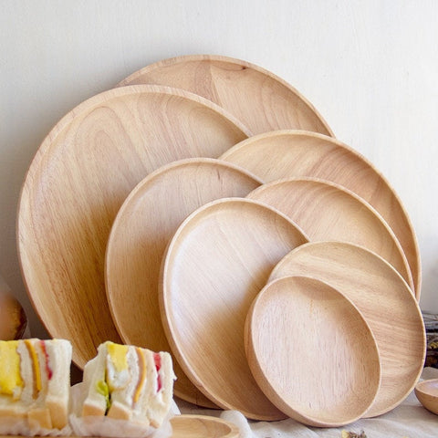 Round Wood Plates, Wooden Tableware, Dinner Food Dessert, Tea Plate, Round Handmade Sushi Dish For Daily Use, Housewarming Gift, Kitchen