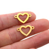 Heart Connector Charm - Jewelry Making Supplies - Mini Heart - Gold Silver