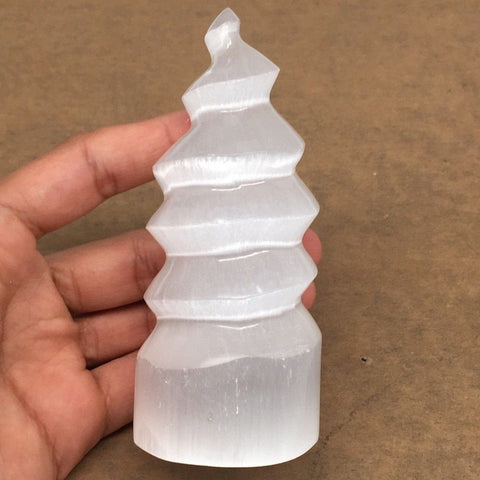 Selenite Spiral Tower - Selenite Mountain Pillar - Display Crystals - Gemstone Gifts - Gemstone Meditation Crystal - Raw Gypsum Cleansing
