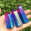 Purple Blue Aura Angel Quartz Tower - Cotton Candy Point - Obelisk - Rainbow Electroplated Healing Crystal - Reiki Gemstone - Home Decor