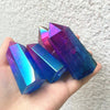 Purple Blue Aura Angel Quartz Tower - Cotton Candy Point - Obelisk - Rainbow Electroplated Healing Crystal - Reiki Gemstone - Home Decor