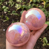 Pink Rose Quartz Crystal Ball, Angel Aura Rose Quartz Spheres, Healing Heart Chakra Towers, Meditation Tool, Rainbow Aura Crystal Tower