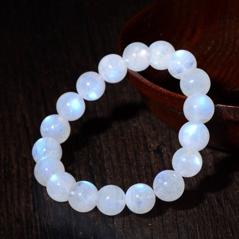 Moonstone Bracelet - Rainbow Moonstone - Beaded Yoga Bracelet - Gemstone Stretch Bracelet - Goddess Stone Feminine Power - Reiki