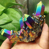 Raw Angel Titanium Aura Quartz Amethyst Crystal - Raw Aura Crystal Cluster - Natural Crystal Cluster Rainbow Aura Cluster Reiki Healing