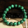 Green Malachite Crystal Bracelet - Round - Crystal Jewelry, Gemstone Bracelet, Unique Gift, Beaded Bracelet, Man, Woman, Mens, Healing