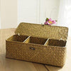 Rattan Storage Box With Divider - Wicker Storage Tray - Woven basket - Handmade Organizer Basket - Cosmetics Desk Organizer - Home Decor
