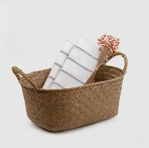 Rattan Storage Box With Handle - Wicker Storage Tray - Woven basket - Handmade Organizer Basket - Cosmetics Desk Organizer - Home Decor