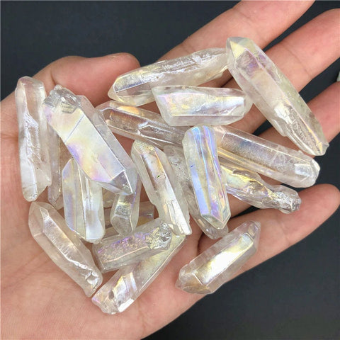 Lemurian Quartz Crystal Point - Titanium Aura Lemurian Crystal - Rainbow Lemurian Point - Lemurian Quartz - Healing Crystals & Stones
