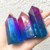 Purple Blue Aura Angel Quartz Tower - Cotton Candy Point - Obelisk - Rainbow Electroplated Healing Crystal - Reiki Gemstone - Home Decor