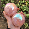 Pink Rose Quartz Crystal Ball, Angel Aura Rose Quartz Spheres, Healing Heart Chakra Towers, Meditation Tool, Rainbow Aura Crystal Tower