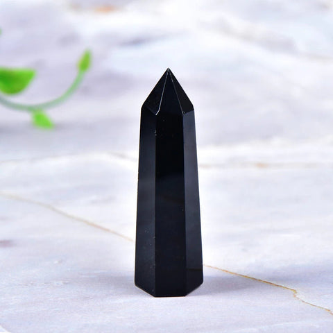 Black Obsidian Tower, Healing Crystal Tower, Big Black Obsidian Tower, Large Black Obsidian Wand, For Home Decor Tower, Obelisk Energy