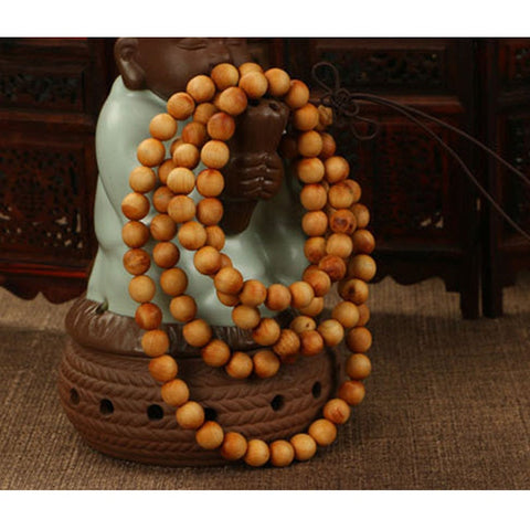Mala Necklace 8 mm 108 Knotted Arborvitae Mala, Wood Bead Necklace, Hindu Buddhist Prayer Beads Tibetan, Wrist Rosary Buddhist Prayer Beads