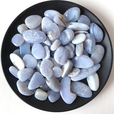 Blue Lace Agate Tumbled Stone - Communication Clarity Confidence - Throat Chakra - Reiki Healing - Gemstone Pebble - Nugget - Energy