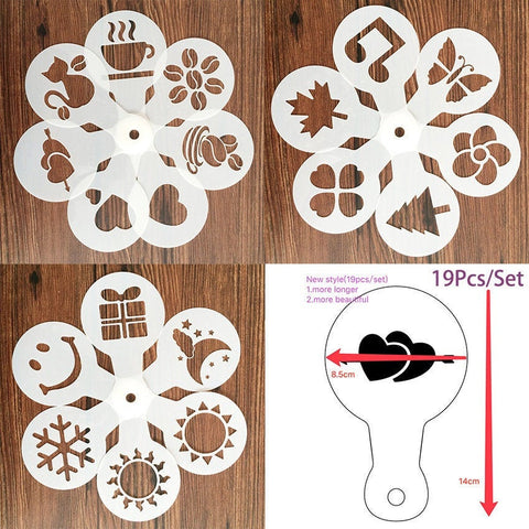 19 Pieces Coffee Stencil Set, Reusable Stencil, Coffee Shop Stencil, Coffee Lover Gifts, Bakery Coffee Stencil, Coffee Making Decoration