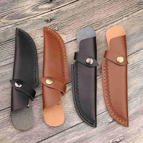 Leather Knife Sheath - Vertical Knife Sheath With Snap Buckle - 22cm