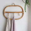 Rattan Hanging Wall Hooks Shelf - Kids Room Home Decor - Boho Hat Kids Clothes Entryway Organizer - Coat Rack Bathroom Towel Hanger Bedroom