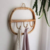 Rattan Hanging Wall Hooks Shelf - Kids Room Home Decor - Boho Hat Kids Clothes Entryway Organizer - Coat Rack Bathroom Towel Hanger Bedroom