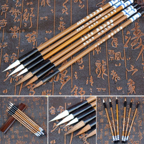 6 Pcs Chinese Calligraphy Brush - Japanese Calligraphy Set - Paint Brush Paintbrush - Writing Brush - Wolf Hair Mandarin Traditional Brush