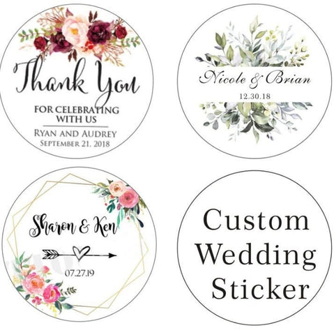 100 Pcs Custom Wedding Stickers - Personalized Wedding Labels - Customizable Floral Wedding Favors - Envelope Seals - Name Stickers